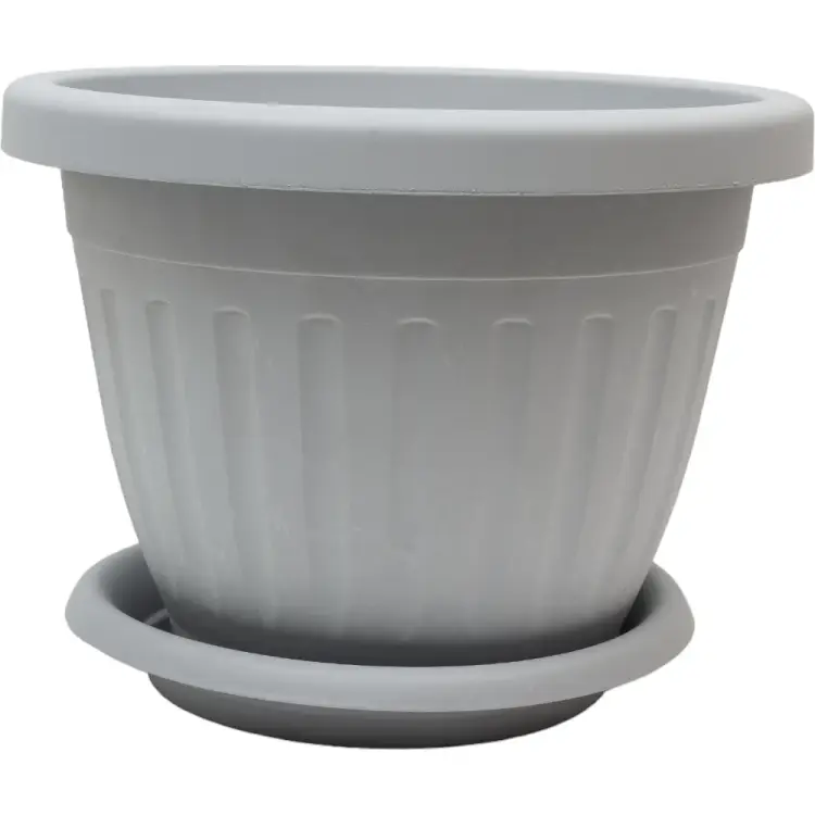 Кашпо ООО КЗНМ сильвер эко с блюдцем d 42, объём 24,6л меланж (серый мрамор) 1104828