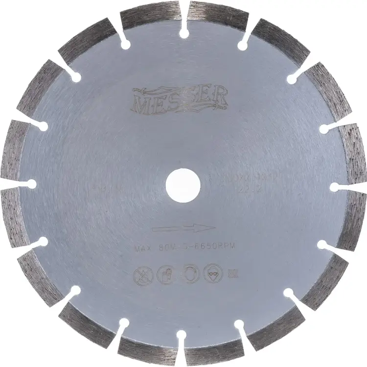 Сегментный алмазный диск по железобетону MESSER 230D-2.4T-12W-16S-22.2 01-15-230 Сегментный алмазный диск по железобетону MESSER 230D-2.4T-12W-16S-22.2 01-15-230