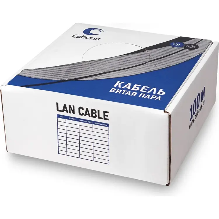 Одножильный кабель Cabeus UTP-4P-Cat.6-SOLID-LSLTx-GN-100