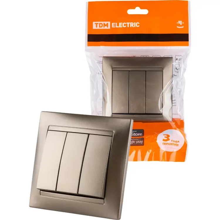 Трехклавишный выключатель TDM ELECTRIC Лама SQ1815-0703