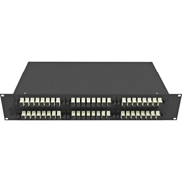 Многомодовый оптический укомплектованный стоечный кросс TopLan КРС-Top-2U-48SC/U-OM2-BK