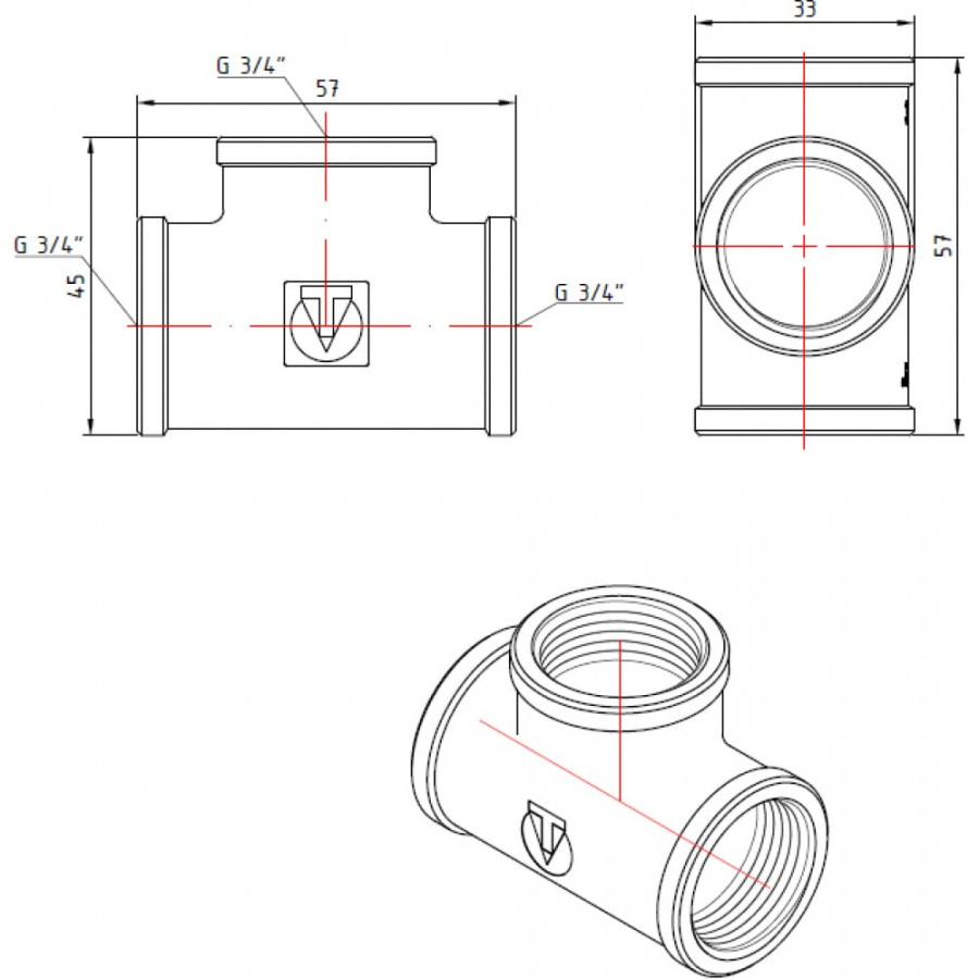 Тройник Valtec VTr.130.N.0005