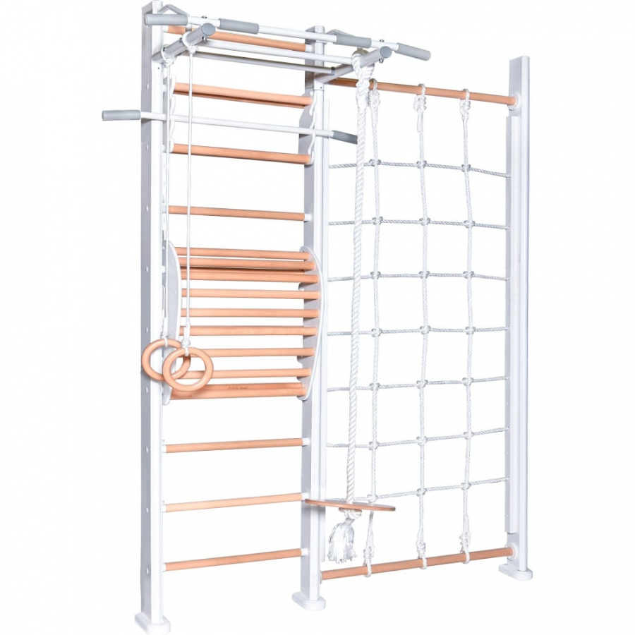 ДСК Perfetto sport Scala in legno con rete 1 bianco-naturale