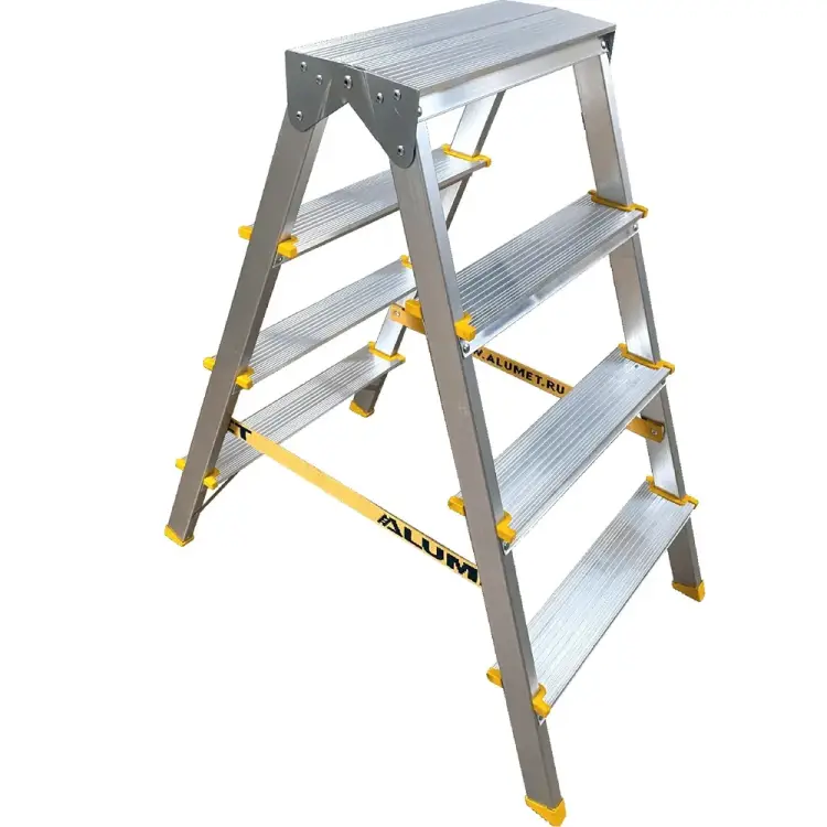 Двухсторонняя анодированная алюминиевая стремянка Алюмет APD9204 Двухсторонняя анодированная алюминиевая стремянка Алюмет APD9204