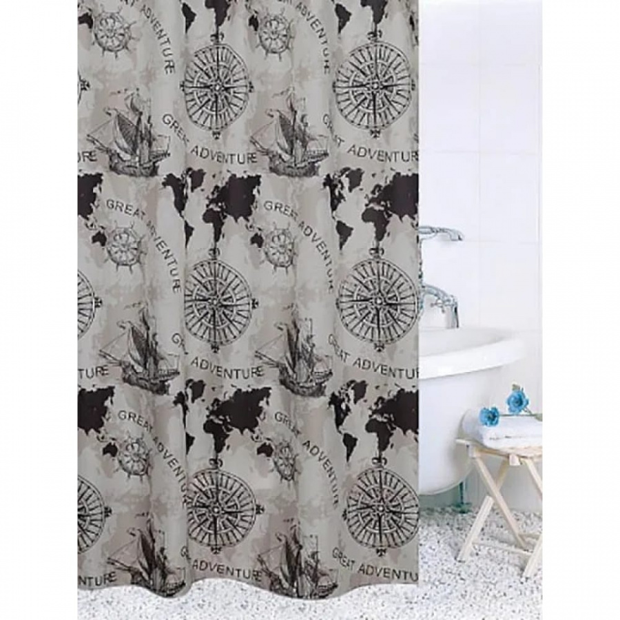 Штора для ванной комнаты Bath Plus Navigation 2 black-beige