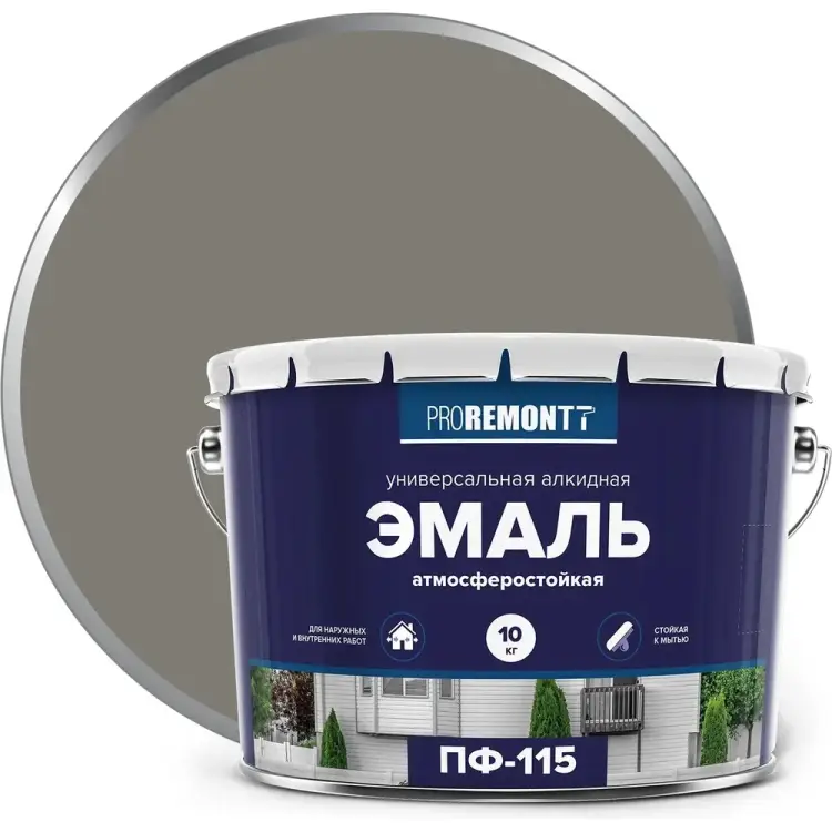 Эмаль Proremontt ПФ-115 Серый 10 кг 9591483 ЛА-00003061