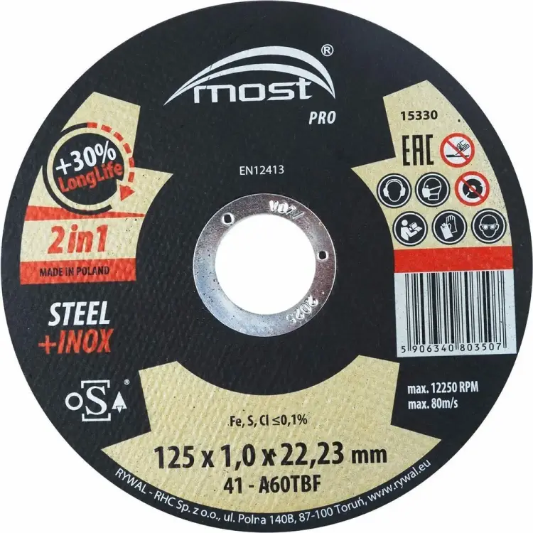 Универсальный отрезной круг MOST Pro steel+inox 41 9414625100 Универсальный отрезной круг MOST Pro steel+inox 41 9414625100