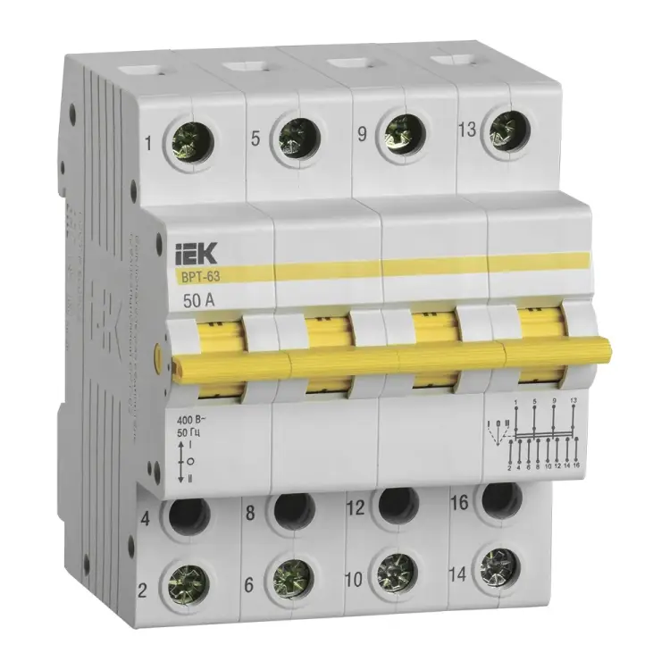 Трехпозиционный выключатель-разъединитель IEK ВРТ-63 MPR10-4-050 Трехпозиционный выключатель-разъединитель IEK ВРТ-63 MPR10-4-050