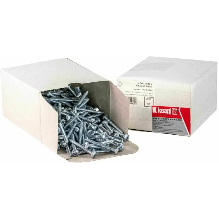 Острый оцинкованный саморез КВАДРА 5.5x45 DIN7981 200 шт. 815545001200