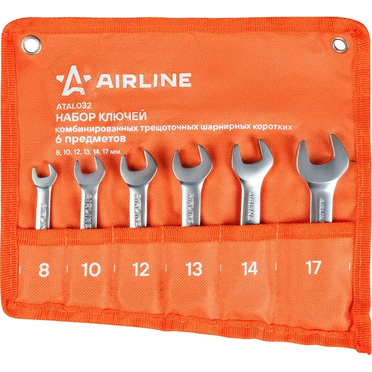 Комбинир. трещоточ. шарнирн. коротких набор ключей Airline ATAL032 Комбинир. трещоточ. шарнирн. коротких набор ключей Airline ATAL032