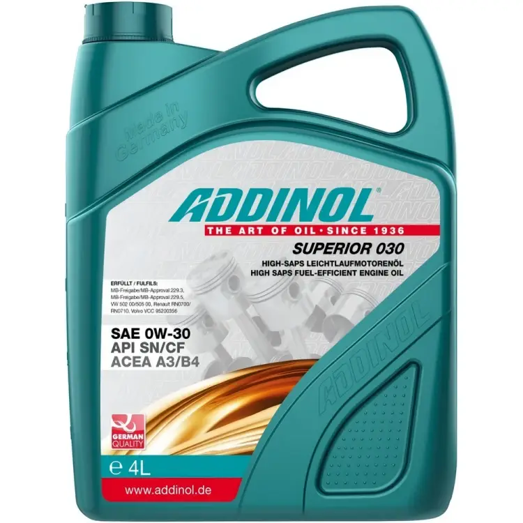 Моторное масло Addinol СИНТЕТИЧЕСКОЕ SUPERIOR 030 4Л 4014766250971