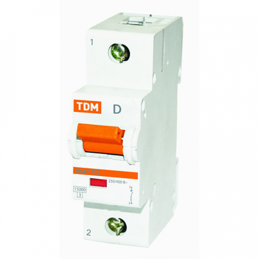 Автомат TDM ВА47-125 1Р, 80 А, 15 кА, D