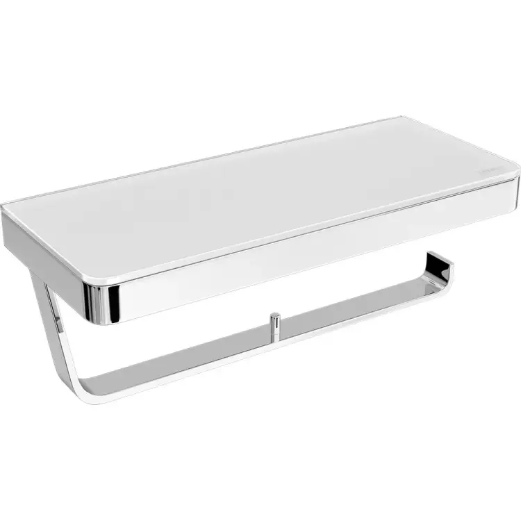 Держатель для туалетной бумаги Lemark GLASS LINE двойной, с полкой, хром/белое стекло 9721040 Держатель для туалетной бумаги Lemark GLASS LINE двойной, с полкой, хром/белое стекло 9721040
