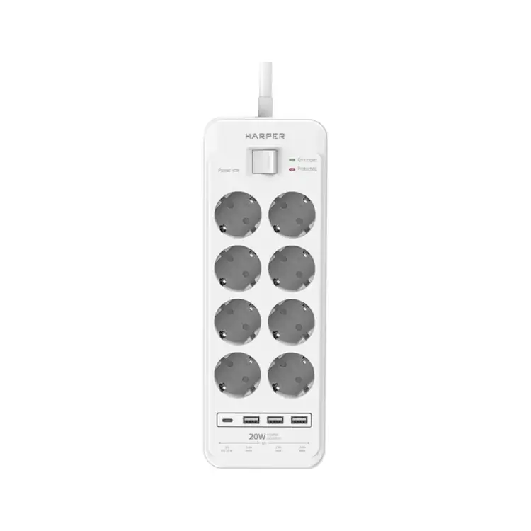 Сетевой фильтр-удлинитель Harper UCH-650 White PD3.0 H00003209