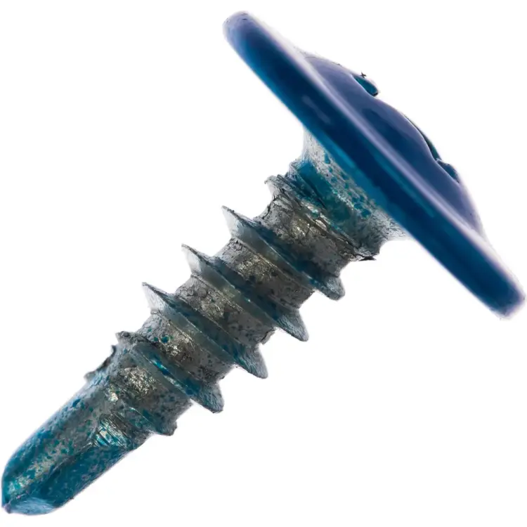 Саморез с прессшайбой и сверлом качественный крепеж 4,2/13 RAL5005 синяя (450 шт.) 0300323