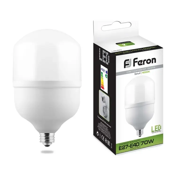 Светодиодная лампа FERON 70W 230V E40 4000K, LB-65 25822