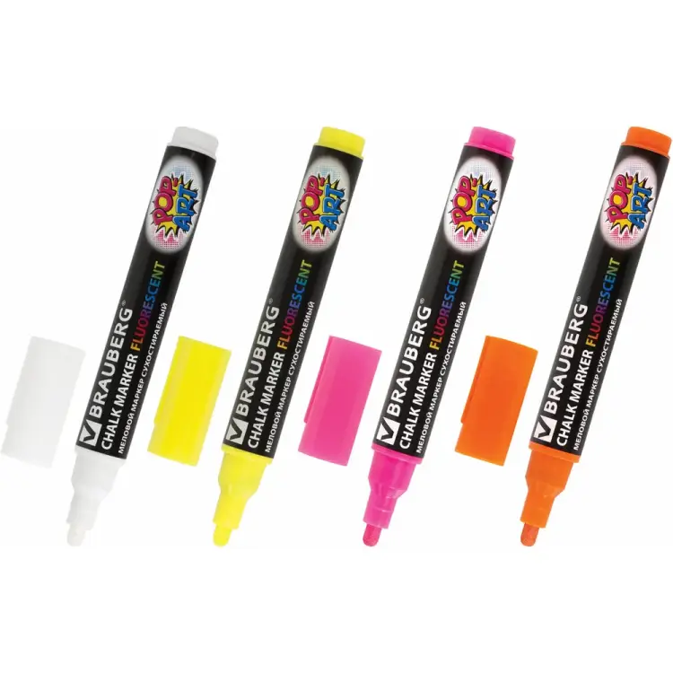 Сухостираемые меловые маркеры для гладких поверхностей BRAUBERG POP-ART 151535