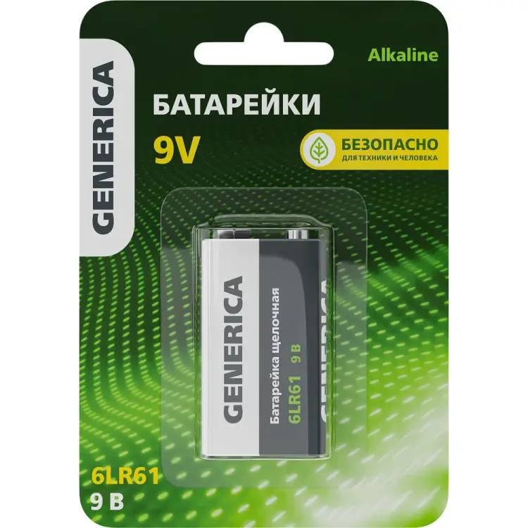 Щелочная батарейка GENERICA alkaline 6lr61 9v ABT-6LR619V-ST-L02-G