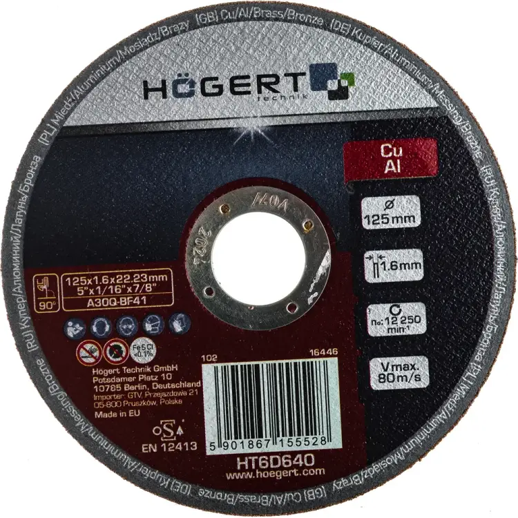 Отрезной диск по цветному металлу HOEGERT TECHNIK HT6D640 Отрезной диск по цветному металлу HOEGERT TECHNIK HT6D640