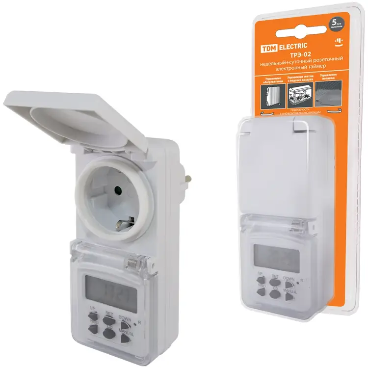 Недельный розеточный таймер TDM ELECTRIC ТРЭ-02 SQ1506-0005