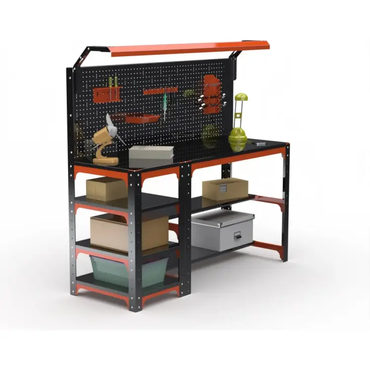 Стол металлический ООО Металекс серия KIT 750x1600x500 с боковыми полками и перфопанелью, ОЧ 201312