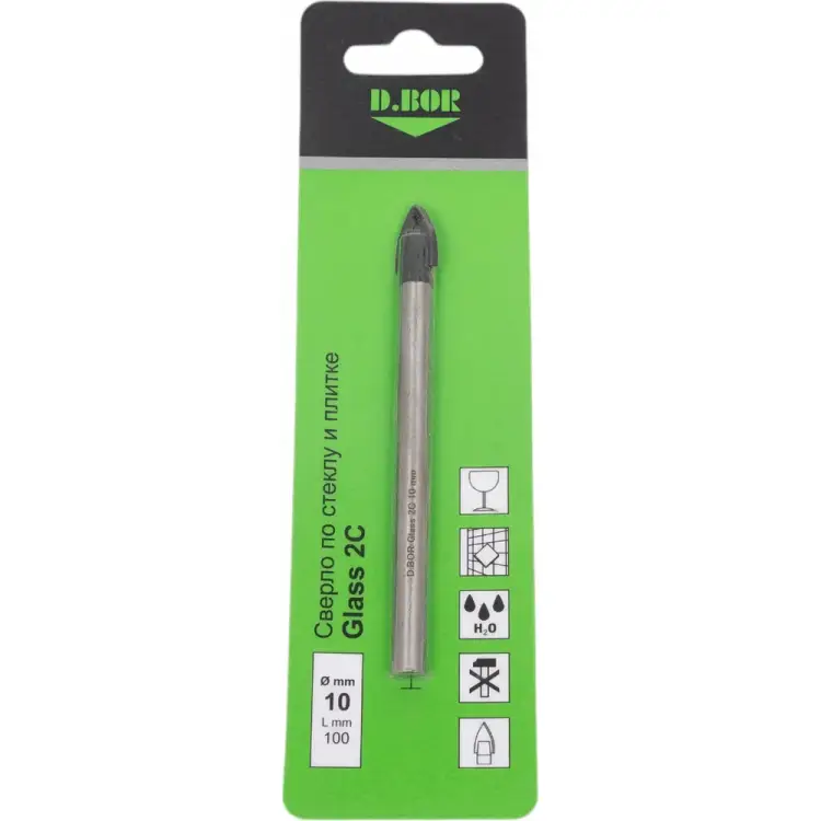 Сверло по стеклу и плитке D.BOR Glass 2C D-DB-G2C-C-10