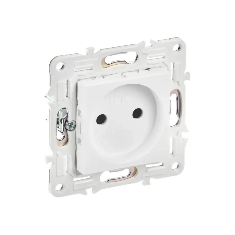 Розетка IEK SKANDY без защитных шторок 10А SK-R02W арктический белый SK-R10-10-K01