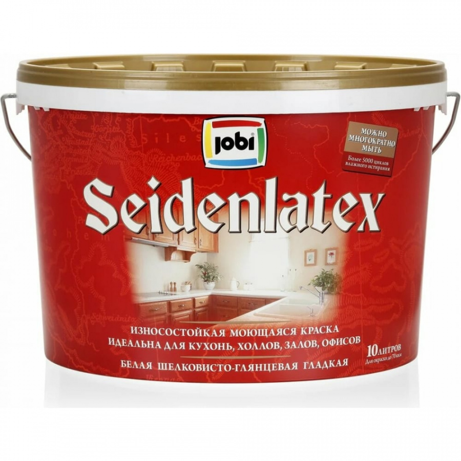 Износостойкая краска для стен и потолков JOBI SEIDENLATEX