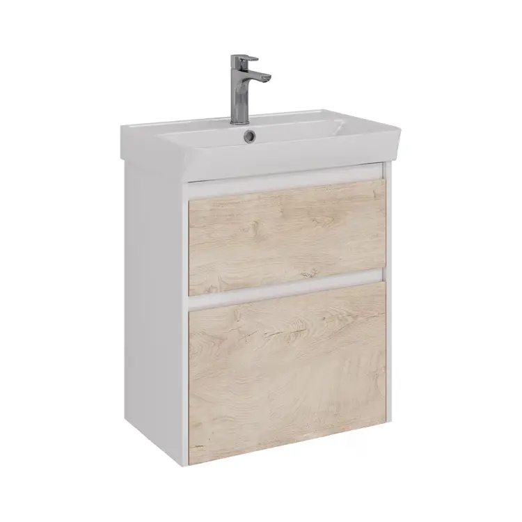 Тумба Lemark COMBI 60 см под 1 раковину, подвесная/напольная, 2 ящика, цвет фасада: Дуб кантри, цвет корпуса: Бел LM03C60T-dub Тумба Lemark COMBI 60 см под 1 раковину, подвесная/напольная, 2 ящика, цвет фасада: Дуб кантри, цвет корпуса: Бел LM03C60T-dub