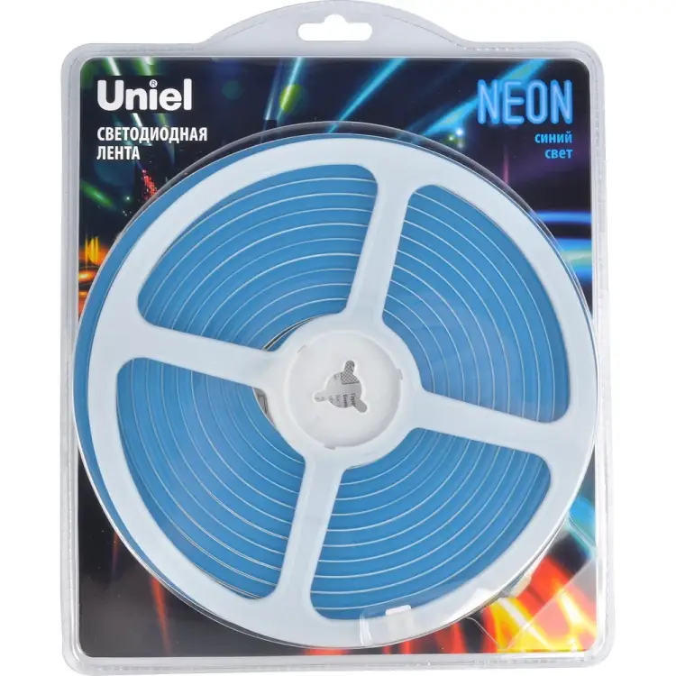 Гибкая светодиодная лента Uniel NEON ULS-N01-2835-120LED/m-6mm-IP67-DC12V-9W/m-5M-BLUE UL-00009085