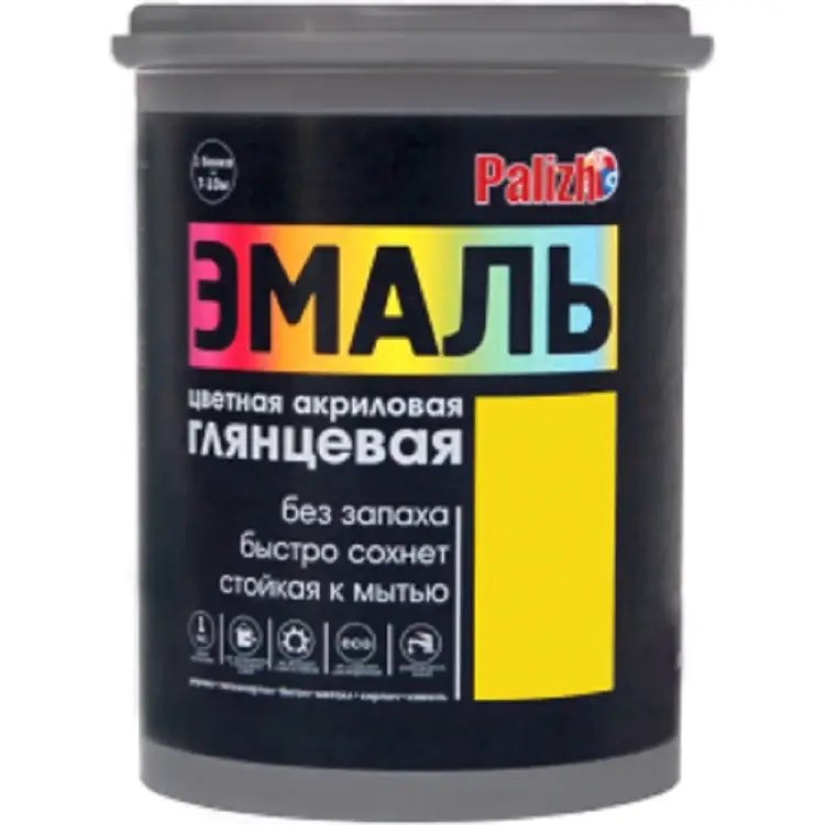 Акриловая эмаль Palizh глянцевая 605 желтая 1кг 1/6 11605617