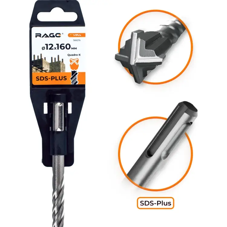 Бур sds-plus по бетону RAGE Quadro-X by VIRA 566216