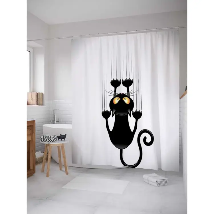 Шторка-занавеска для ванной JOYARTY Вредный кот sc_18505