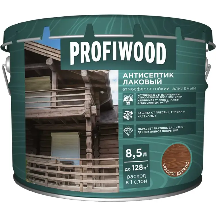 Лаковый тонирующий атмосферостойкий алкидный антисептик Profiwood 67034