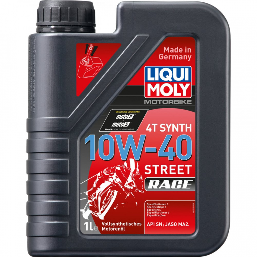 Синтетическое моторное масло 4T для 4-х тактных мотоциклов LIQUI MOLY Motorbike 4T Synth Street Race 10W-40