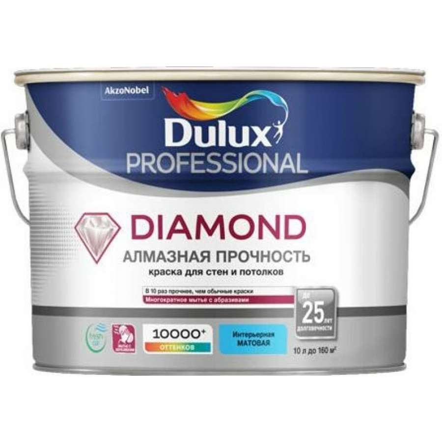 Износостойкая моющаяся краска для стен и потолков Dulux DIAMOND MATT