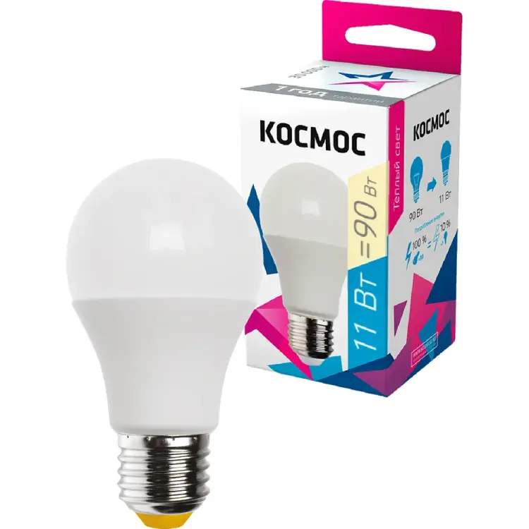 Светодиодная лампа КОСМОС LED Экономик A60 11Вт 220В E27 3000К LkecLED11wA60E2730 441265 Светодиодная лампа КОСМОС LED Экономик A60 11Вт 220В E27 3000К LkecLED11wA60E2730 441265