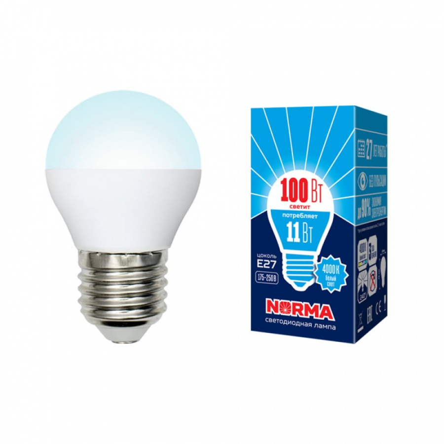Светодиодная лампа Volpe LED-G45-11W/NW/E27/FR/NR