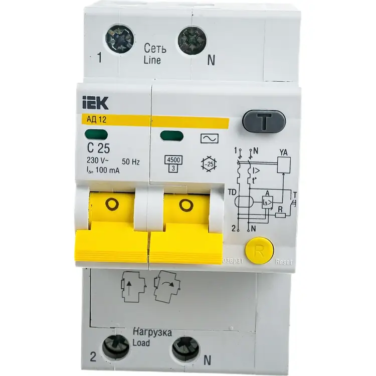 Дифференциальный автомат IEK АД12 MAD10-2-025-C-100