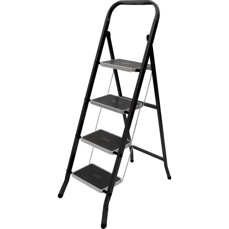 Стремянка Zalger Jet Black 4 широкие ступени, с ковриком, сталь 9920-4