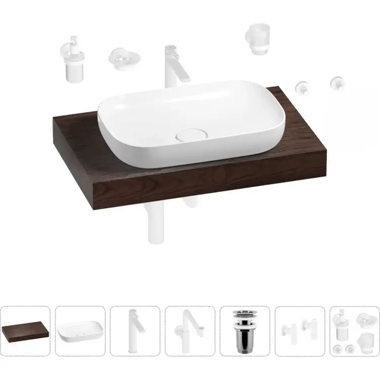 Комплект мебели для ванной комнаты с раковиной Wellsee Genuine Tree 201014080