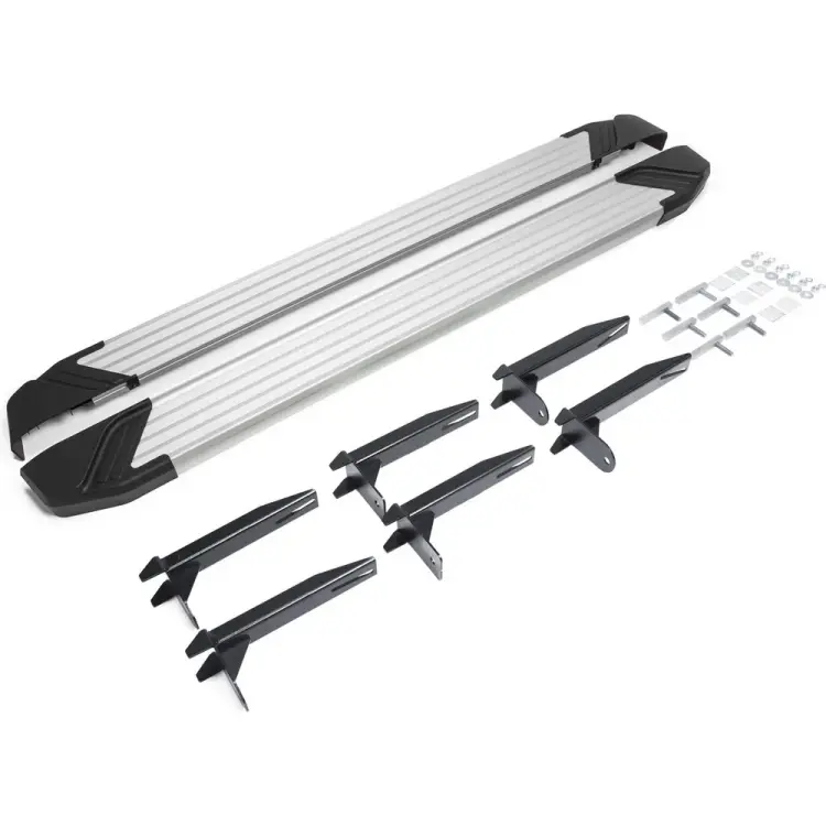 Автомобильные пороги для Volkswagen Amarok 2010-2016 г.в. Rival Silver F193AL.5803.1