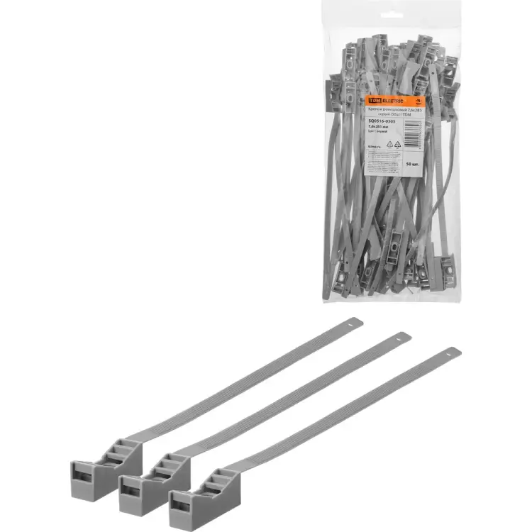 Ремешковый крепеж TDM ELECTRIC 7,6x285 серый (50 шт.) SQ0516-0305