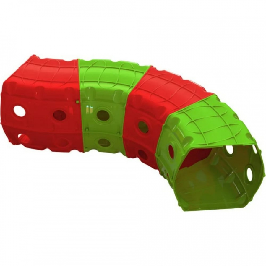 Игровой туннель для ползания Doloni из 4-х секций, красно-зеленый, 1х1.5х0.5 м