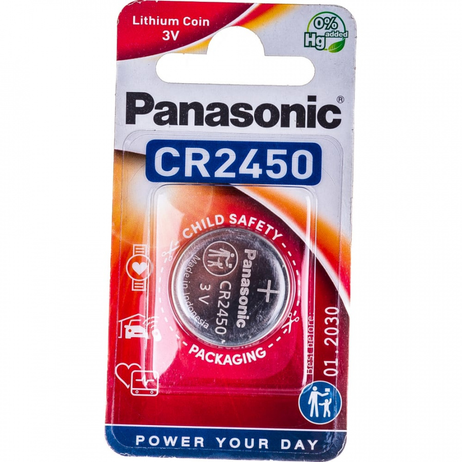 Батарейка Panasonic CR2450 3В бл/1 литиевая дисковая