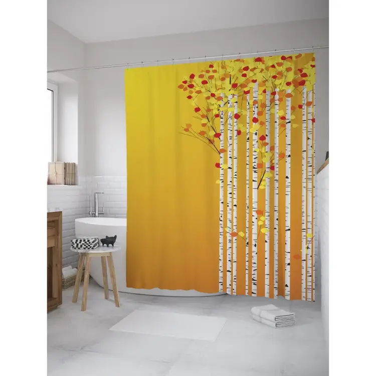 Шторка-занавеска для ванной JOYARTY Березки осенью sc_60558
