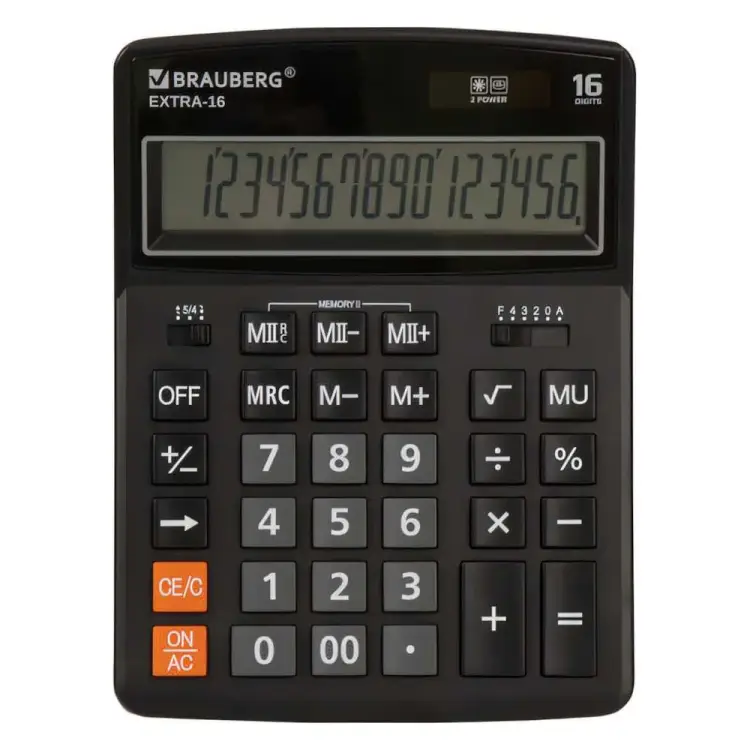Настольный калькулятор BRAUBERG EXTRA-16-BK 250475 Настольный калькулятор BRAUBERG EXTRA-16-BK 250475