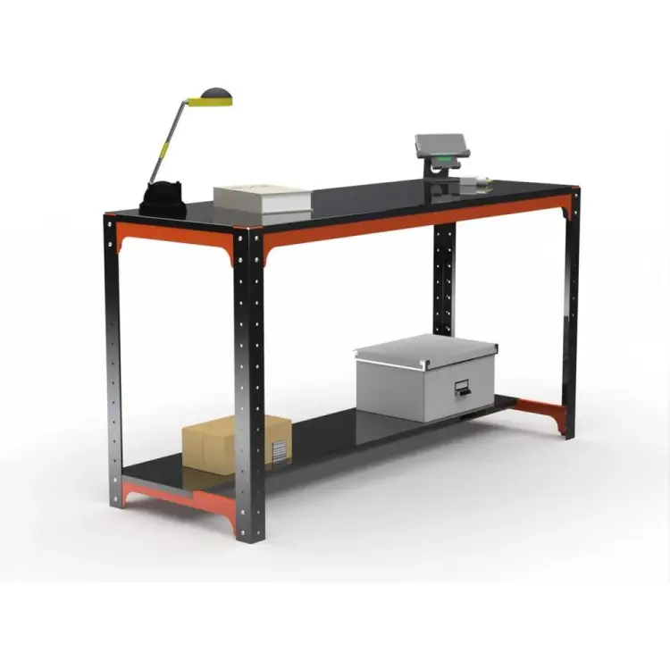 Стол-верстак ООО Металекс серия KIT 950х1600х500, одна полка, оранжево-черный 204481