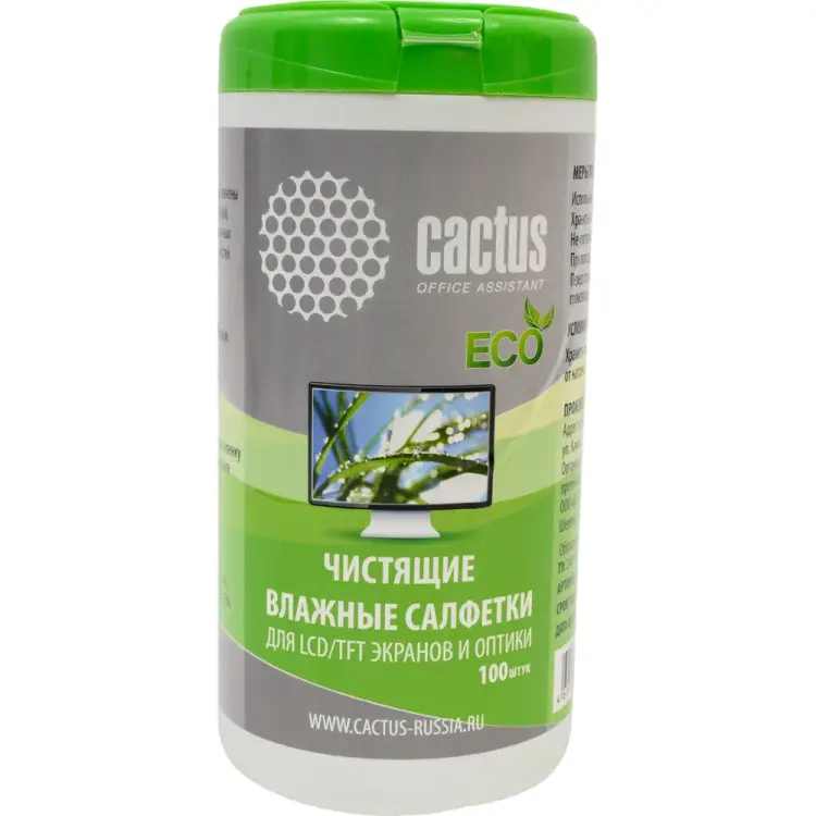 Влажные салфетки для экранов и оптики Cactus 289994