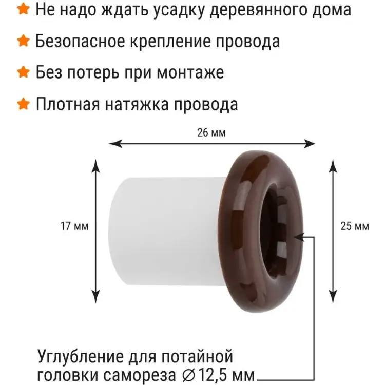 Проходной керамический изолятор для провода TDM ELECTRIC ЭКО SQ2802-0009